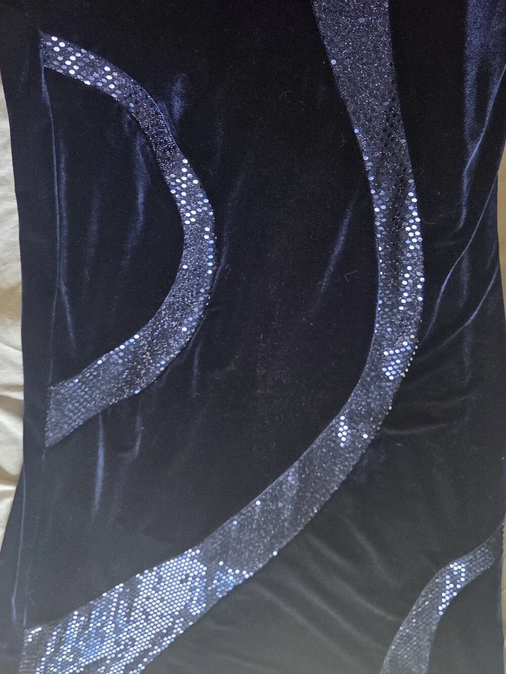 Vintage 90s Onyx Nite Black Velvet Swirl Evening Gown Sz 11/12 (Fits S)